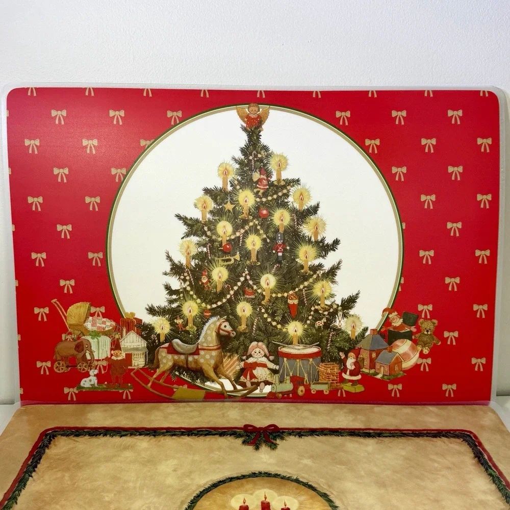 VTG Bright of America Christmas Placemats Set of 4 Reversible USA Holiday Table